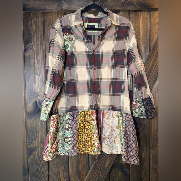 Parker’s Closet Tops - Upcycled Plaid Patchwork Tunic - Multicolor